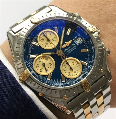 vintage gold breitling chronograph|Breitling chronomat gold steel.